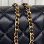 CHANEL 25S CHAIN WALLET 19 IN BLACK LAMBSKIN GOLD HARDWARE - Image 17