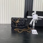 CHANEL 25S CHAIN WALLET 19 IN BLACK LAMBSKIN GOLD HARDWARE - Image 11