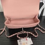 CHANEL 25S FLAP BAG 19 IN LIGHT PINK CALFSKIN SILVER HARDWARE - Image 5