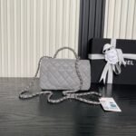 CHANEL 25S FLAP BAG 19 IN CHARCOAL GRAY CALFSKIN SILVER HARDWARE - Image 2