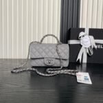 CHANEL 25S FLAP BAG 19 IN CHARCOAL GRAY CALFSKIN SILVER HARDWARE - Image 10
