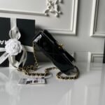CHANEL 25S FLAP BAG 18 IN BLACK GLOSSY CALFSKIN - Image 6