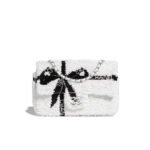CHANEL 25S FLAP BAG 20 CM IN WHITE SEQUINS WITH BLACK BOW - Image 6