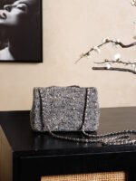 CHANEL 25S FLAP BAG 21 CM IN DARK GREY SEQUINED TWEED - Image 6