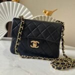 CHANEL 25S MINI FLAP BAG 18 IN BLACK LAMBSKIN WITH GOLD HARDWARE - Image 10