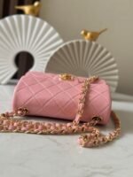 CHANEL 25S MINI FLAP BAG 18 IN PINK LAMBSKIN WITH GOLD HARDWARE - Image 10