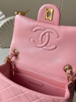 CHANEL 25S MINI FLAP BAG 18 IN PINK LAMBSKIN WITH GOLD HARDWARE - Image 4