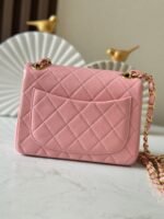 CHANEL 25S MINI FLAP BAG 18 IN PINK LAMBSKIN WITH GOLD HARDWARE - Image 9