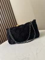 CHANEL 26S FLAP BAG 38 IN BLACK TWEED - Image 8