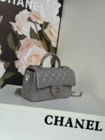 MINI FLAP BAG 20 IN LIGHT GRAY GLOSSY CALFSKIN GOLD HARDWARE - Image 2