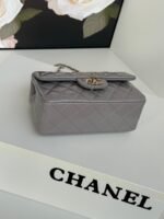 MINI FLAP BAG 20 IN LIGHT GRAY GLOSSY CALFSKIN GOLD HARDWARE - Image 13