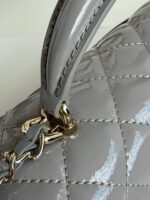MINI FLAP BAG 20 IN LIGHT GRAY GLOSSY CALFSKIN GOLD HARDWARE - Image 6