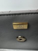 MINI FLAP BAG 20 IN LIGHT GRAY GLOSSY CALFSKIN GOLD HARDWARE - Image 7