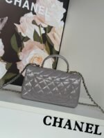 MINI FLAP BAG 20 IN LIGHT GRAY GLOSSY CALFSKIN GOLD HARDWARE - Image 18