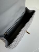 MINI FLAP BAG 20 IN LIGHT GRAY GLOSSY CALFSKIN GOLD HARDWARE - Image 17
