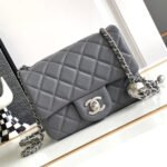 CC SMALL 17 FLAP BAG IN DARK GREY CALFSKIN - Image 10