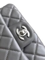 CC SMALL 17 FLAP BAG IN DARK GREY CALFSKIN - Image 6