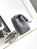 CC MINI 20 FLAP BAG IN DARK GREY CALFSKIN - Image 12