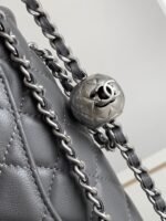 CC MINI 20 FLAP BAG IN DARK GREY CALFSKIN - Image 4
