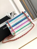 MINI 20 CLASSIC HANDBAG IN WHITE EMBROIDERED TWEED SEQUINS - Image 2