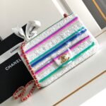 MINI 20 CLASSIC HANDBAG IN WHITE EMBROIDERED TWEED SEQUINS - Image 10
