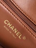 CHANEL 25S FLAP BAG 18 CM IN BEIGE WOOL AND BROWN LAMBSKIN - Image 9
