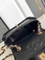 CHANEL 25S FLAP BAG 18 CM IN BLACK WOOL AND LAMBSKIN - Image 7