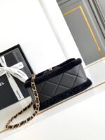 CHANEL 25S FLAP BAG 18 CM IN BLACK WOOL AND LAMBSKIN - Image 3