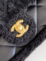 CHANEL 25S FLAP BAG 18 CM IN BLACK WOOL AND LAMBSKIN - Image 11