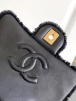 CHANEL 25S FLAP BAG 18 CM IN BLACK WOOL AND LAMBSKIN - Image 9