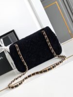 CHANEL 25S FLAP BAG 23.5 CM IN BLACK WOOL AND LAMBSKIN - Image 3