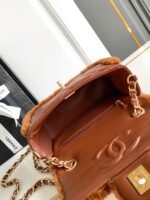 CHANEL 25S FLAP BAG 18 CM IN BROWN WOOL AND LAMBSKIN - Image 4