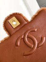 CHANEL 25S FLAP BAG 18 CM IN BROWN WOOL AND LAMBSKIN - Image 7