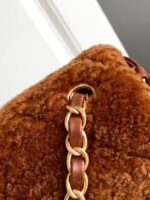 CHANEL 25S FLAP BAG 18 CM IN BROWN WOOL AND LAMBSKIN - Image 12