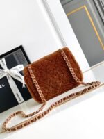 CHANEL 25S FLAP BAG 18 CM IN BROWN WOOL AND LAMBSKIN - Image 8