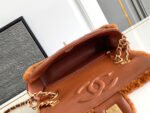 CHANEL 25S FLAP BAG 23.5 CM IN BROWN WOOL AND LAMBSKIN - Image 3