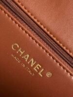 CHANEL 25S FLAP BAG 23.5 CM IN BROWN WOOL AND LAMBSKIN - Image 6