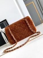 CHANEL 25S FLAP BAG 23.5 CM IN BROWN WOOL AND LAMBSKIN - Image 4