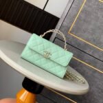 CHANEL 25S KELLY BAG 18 IN LIGHT GREEN CAVIAR LEATHER WITH GOLD HARDWARE - Image 9