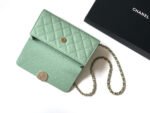 CHANEL 25S KELLY BAG 18 IN LIGHT GREEN CAVIAR LEATHER WITH GOLD HARDWARE - Image 13