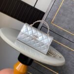 CHANEL 25S KELLY BAG 18 IN SILVER METALLIC LAMBSKIN WITH GOLD HARDWARE STYLE 1 - Image 10