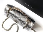 CHANEL 25S KELLY BAG 18 IN SILVER METALLIC LAMBSKIN WITH GOLD HARDWARE STYLE 1 - Image 14