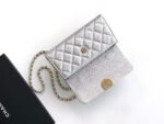 CHANEL 25S KELLY BAG 18 IN SILVER CAVIAR LEATHER WITH GOLD HARDWARE STYLE 2 - Image 13