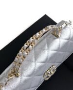 CHANEL 25S KELLY BAG 18 IN SILVER CAVIAR LEATHER WITH GOLD HARDWARE STYLE 2 - Image 18