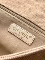 CHANEL 25S CLASSIC FLAP 26 CM IN LIGHT BEIGE CANVAS EMBROIDERED MOTIF WITH GOLD HARDWARE - Image 16