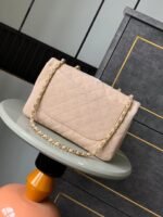 CHANEL 25S CLASSIC FLAP 26 CM IN LIGHT BEIGE CANVAS EMBROIDERED MOTIF WITH GOLD HARDWARE - Image 13