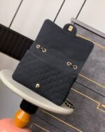 CHANEL 25S CLASSIC FLAP 26 CM IN GUNMETAL BLACK CANVAS EMBROIDERED MOTIF WITH GOLD HARDWARE - Image 15