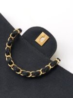 CHANEL 25S CLASSIC FLAP 26 CM IN GUNMETAL BLACK CANVAS EMBROIDERED MOTIF WITH GOLD HARDWARE - Image 7