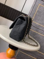 CHANEL 25S CLASSIC FLAP 26 CM IN GUNMETAL BLACK CANVAS EMBROIDERED MOTIF WITH GOLD HARDWARE - Image 4