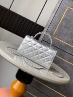 CHANEL 25S KELLY BAG 18 IN SILVER METALLIC LAMBSKIN WITH SILVER HARDWARE STYLE 3 - Image 12